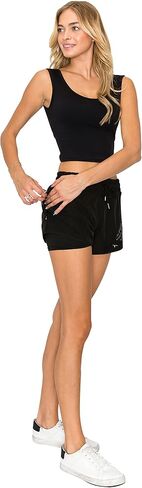 EttelLut - شورت نسائي لراكبي الدراجات النارية والتمارين الرياضية والجيم والجري واليوجا والتمارين الرياضية والتنس وكرة السلة مع جيبين بسحاب in Kuwait