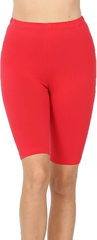 سروال برمودا نسائي قصير من القطن بخصر عالٍ لركوب الدراجة بطول 25.4 سم (ياقوتي، 2X) in Kuwait