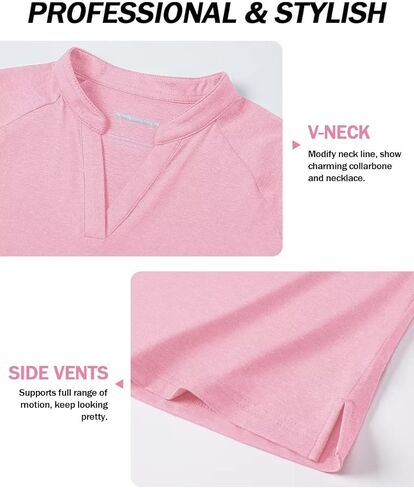 قمصان بولو نسائية من Boladeci بأكمام قصيرة بعامل حماية من أشعة الشمس 50+ للحماية من الشمس ورقبة على شكل حرف V وخفيفة الوزن وسريعة الجفاف وعامل حماية من الشمس SPF قمصان جولف للسباحة in Kuwait
