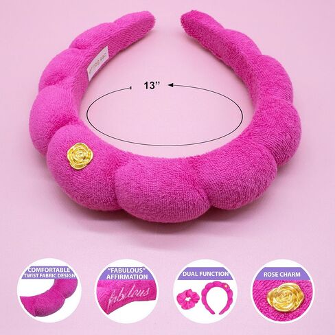 FROG SAC Puffy Spa Headband and Wristbands for Face Washing, Skincare Headbands for Women, Terry Cloth Makeup Skin Care Headbands for Girls, Bubble Make Up Hair Accessories (Black) in Saudi Arabia