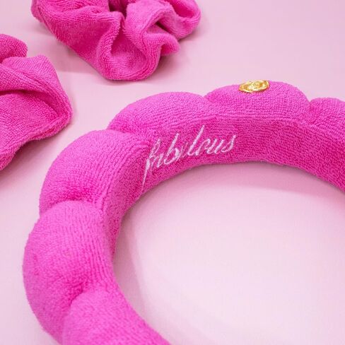 FROG SAC Puffy Spa Headband and Wristbands for Face Washing, Skincare Headbands for Women, Terry Cloth Makeup Skin Care Headbands for Girls, Bubble Make Up Hair Accessories (Black) in Saudi Arabia