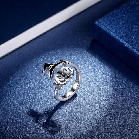 خواتم جميلة هالوين اليقطين قابل للتعديل و ساحر الساحرة قبعة خاتم الفضة مطلي هالوين شبح الساحرة مقشة خاتم مفتوح الإصبع حزب مجوهرات KR0065W, كريستال, مكعب زركونيا in Kuwait