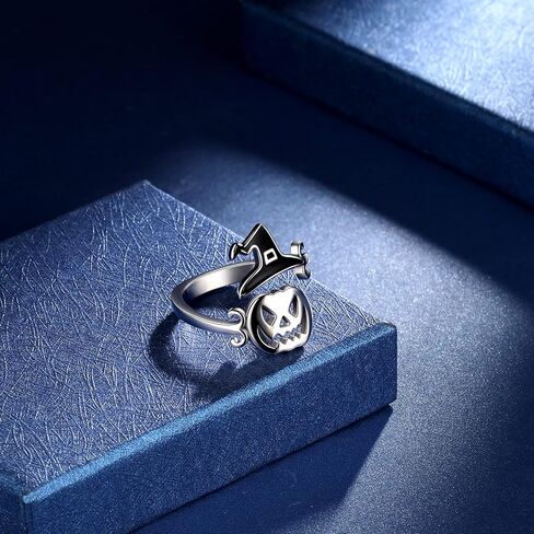 خواتم جميلة هالوين اليقطين قابل للتعديل و ساحر الساحرة قبعة خاتم الفضة مطلي هالوين شبح الساحرة مقشة خاتم مفتوح الإصبع حزب مجوهرات KR0065W, كريستال, مكعب زركونيا in Kuwait