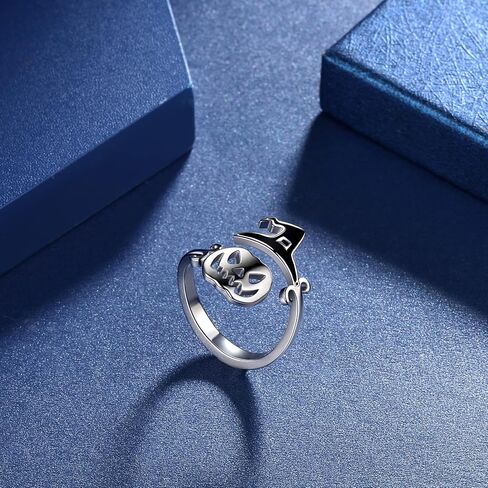 خواتم جميلة هالوين اليقطين قابل للتعديل و ساحر الساحرة قبعة خاتم الفضة مطلي هالوين شبح الساحرة مقشة خاتم مفتوح الإصبع حزب مجوهرات KR0065W, كريستال, مكعب زركونيا in Kuwait