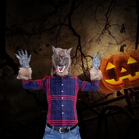 قناع رعب الهالوين من GAGMKXN، قناع تنكري بالذئب، أغطية رأس للحفلات التنكرية، أزياء دعائم المنزل المسكون in Kuwait