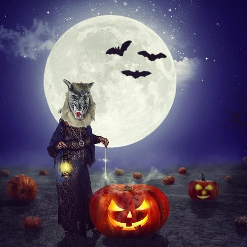 قناع رعب الهالوين من GAGMKXN، قناع تنكري بالذئب، أغطية رأس للحفلات التنكرية، أزياء دعائم المنزل المسكون in Kuwait