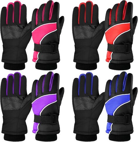 4 أزواج من قفازات الثلج للأطفال، قفازات الشتاء للأطفال، قفازات التزلج على الجليد، قفازات الأطفال الشتوية، قفازات التزلج للرياضات الخارجية in Kuwait