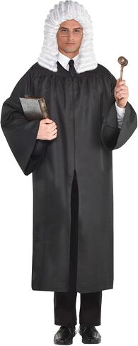 amscan Premium Black & White Polyester Judge Robe For Adults, 1 Pack - Luxurious & Unique Design - Perfect for Courtroom, Costume Parties & Graduation Ceremonies, One Size Fits Most in Saudi Arabia