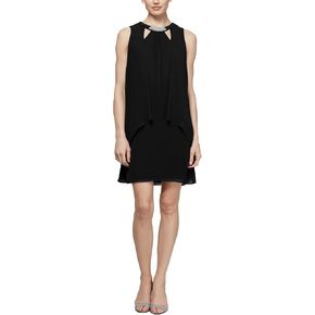 S.L. Fashions Women's Sleeveless Cutout Pearl Neck Dress