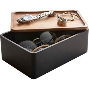 YAMAZAKI Accessory Box Home | Polystone | Jewelry Organizer, One Size, Walnut