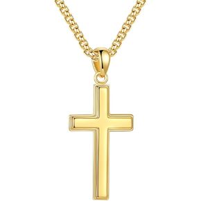 Ursteel 925 الفضة الاسترليني الصليب قلادة الصليب للرجال، رجل الصليب قلادة 18K الذهب مطلي الفضة صندوق أسود سلسلة قلادة للرجال النساء الفتيات 16 18 20 22 بوصة الصليب قلادة in Kuwait