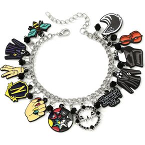 سوار بتصميم شخصية وينزداي ادامز للبنات والنساء من وينزداي ادامز، سوار معدني مزين برسوم كرتونية مرعبة للبنات والاولاد من وينزداي ستاف ميرش ادامز هدايا عائلية للبالغين in Kuwait