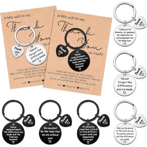 Sureio 6 Sets Thank You Keychain Gifts Appreciation Keychain with Wish Card Make a Difference Keychain for Nurse Teacher