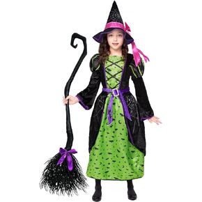 Spooktacular Creations Girl Witch Costume with Hat for Toddler Halloween Dress Up