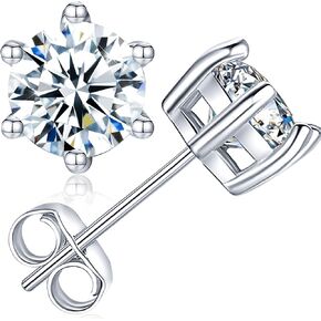 عزيزة · زول أقراط مويسانيتي مرصعة للنساء والرجال والبنات، لا تسبب الحساسية S925 من الفضة الإسترليني 0.5 قيراط D اللون VVS1 أقراط ألماس واضحة مع شهادة الأصالة in Kuwait