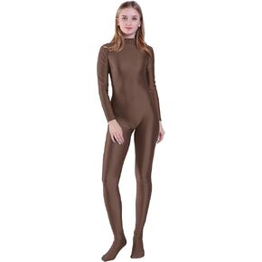 Kepblom Unisex Turtleneck Costume Unitard Spandex Long Sleeve Footed Bodysuit Zentai Suit (Large, Green)