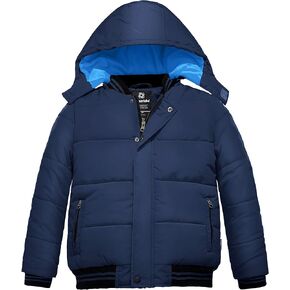 Wantdo Boy's Padded Winter Coat Water-Resistant Puffer Jacket with Removable Hood
