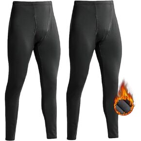YUSHOW Thermal Underwear for Men Fleece Lined Thermal Pants Men Long Johns Bottoms Cold Weather Base Layer for Running Skiing