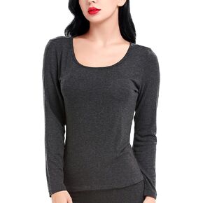 LIQQY Women's Ultra Thin Crew Neck Long-Sleeve Thermal Underwear Shirt Top Undershirt in Kuwait