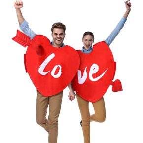 Leyndo 2 Pcs Halloween Couple Heart Costume for Adults Red Matching Couple LOVE Fits Most Love Cupid Costume One Size for Halloween Valentines Christmas Party in Saudi Arabia