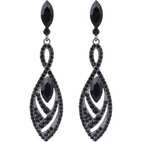 BriLove Women's Crystal Gorgeous Twisted Dual Chandelier Teardrop Fashion Pierced Dangle Earrings
