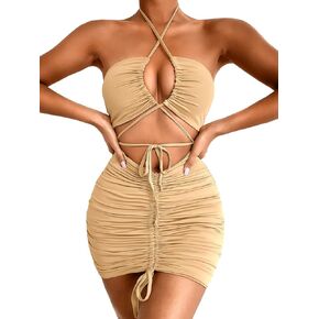 Kaei&Shi Sexy Club Outfit, Keyhole Cutout, Low Back, Bodycon Mini Dress