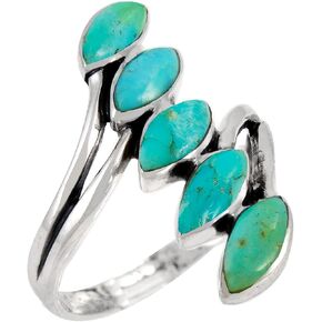 Sterling Silver Ring Genuine Turquoise & Gemstones