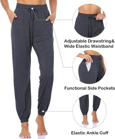 ASIMOON Womens Sweatpants Yoga Joggers with Pockets High Waist Elastic Lounge Running Workout Jogging Pants in Saudi Arabia