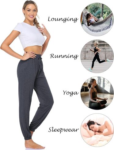 ASIMOON Womens Sweatpants Yoga Joggers with Pockets High Waist Elastic Lounge Running Workout Jogging Pants in Saudi Arabia