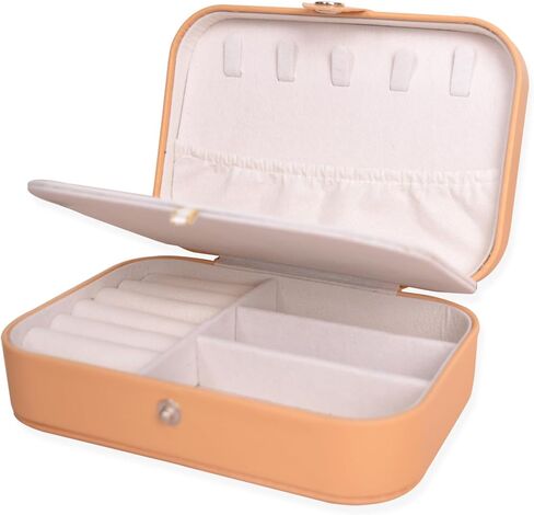 صندوق مجوهرات السفر المحمول من Bleiou، علبة مجوهرات للسفر مكونة من طبقتين، صناديق تخزين صغيرة منظمة للخواتم والأقراط والقلائد (وردي) in Kuwait