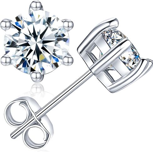 عزيزة · زول أقراط مويسانيتي مرصعة للنساء والرجال والبنات، لا تسبب الحساسية S925 من الفضة الإسترليني 0.5 قيراط D اللون VVS1 أقراط ألماس واضحة مع شهادة الأصالة in Kuwait