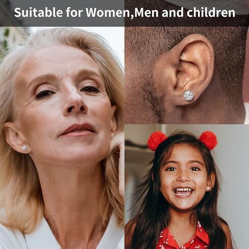 عزيزة · زول أقراط مويسانيتي مرصعة للنساء والرجال والبنات، لا تسبب الحساسية S925 من الفضة الإسترليني 0.5 قيراط D اللون VVS1 أقراط ألماس واضحة مع شهادة الأصالة in Kuwait