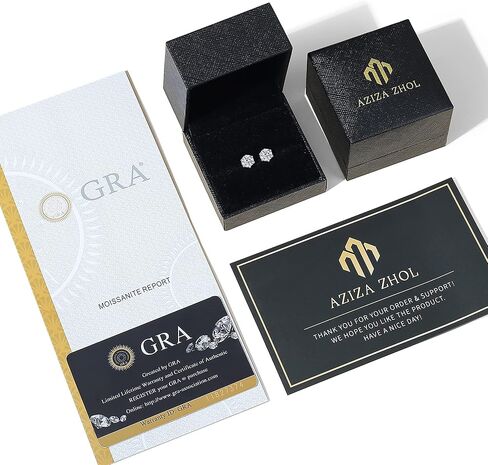 عزيزة · زول أقراط مويسانيتي مرصعة للنساء والرجال والبنات، لا تسبب الحساسية S925 من الفضة الإسترليني 0.5 قيراط D اللون VVS1 أقراط ألماس واضحة مع شهادة الأصالة in Kuwait