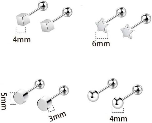 925 فضة الغضروف أقراط صغيرة للرجال النساء الفتيات مجموعة هيبوالرجينيك المسمار الخلفي أقراط صغيرة in Kuwait