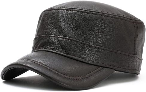 Men Lambskin Leather Cadet Army Caps Military Caps Flat Top Cap in Saudi Arabia