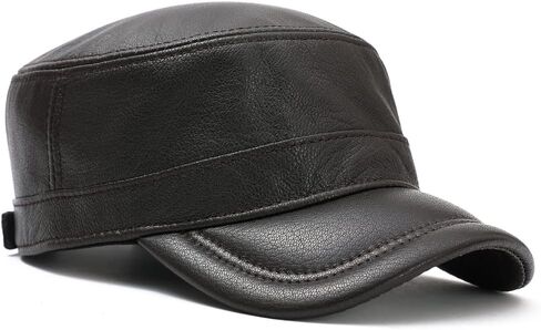 Men Lambskin Leather Cadet Army Caps Military Caps Flat Top Cap in Saudi Arabia