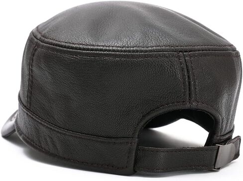 Men Lambskin Leather Cadet Army Caps Military Caps Flat Top Cap in Saudi Arabia