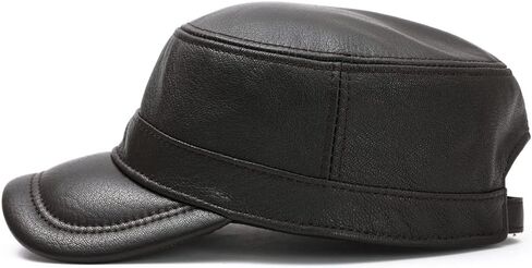 Men Lambskin Leather Cadet Army Caps Military Caps Flat Top Cap in Saudi Arabia