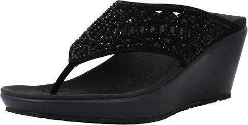 سكيتشرز بيفرلي - زيارة الصيف - حجر الراين مقنعين قطع ليزر إسفين صندل المرأة إسفين in Kuwait