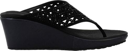 سكيتشرز بيفرلي - زيارة الصيف - حجر الراين مقنعين قطع ليزر إسفين صندل المرأة إسفين in Kuwait