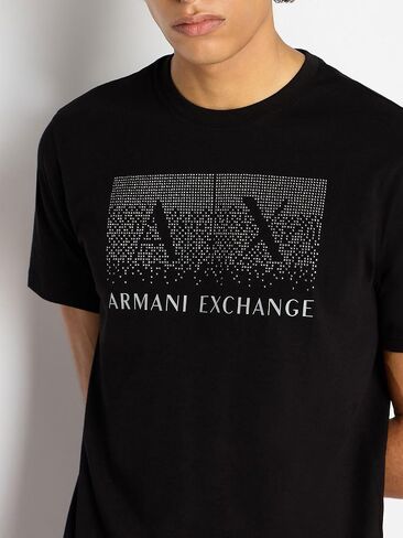 A|X ARMANI EXCHANGE Men's Regular Fit Cotton Jersey Crew Neck Embellished Box Logo Tee in Saudi Arabia
