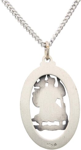 قلادة سانت كريستوفر بيضاوية من الفضة الاسترليني الصلبة تحمينا وسام قطع 29.00 × 20.00 مم in Kuwait