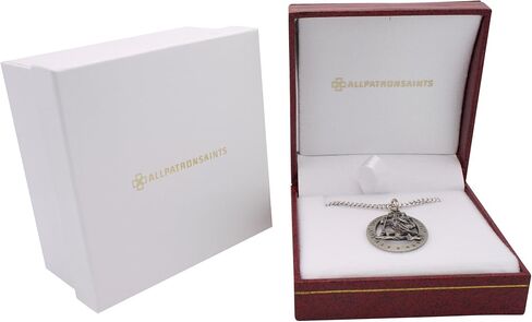 قلادة سانت كريستوفر بيضاوية من الفضة الاسترليني الصلبة تحمينا وسام قطع 29.00 × 20.00 مم in Kuwait