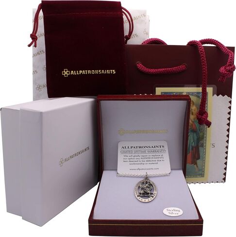 قلادة سانت كريستوفر بيضاوية من الفضة الاسترليني الصلبة تحمينا وسام قطع 29.00 × 20.00 مم in Kuwait