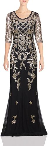 VIJIV Vintage 1920s Long Wedding Prom Dresses 2/3 Sleeve Sequin Party Evening Gown in Kuwait