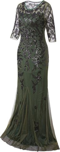 VIJIV Vintage 1920s Long Wedding Prom Dresses 2/3 Sleeve Sequin Party Evening Gown in Kuwait