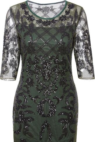 VIJIV Vintage 1920s Long Wedding Prom Dresses 2/3 Sleeve Sequin Party Evening Gown in Kuwait