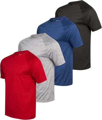 iXtreme Men’s Active T-Shirt - 4 Pack Performance Dry-Fit Short Sleeve Sports Tee - Athletic Workout Shirt for Men (S-2X) in Kuwait