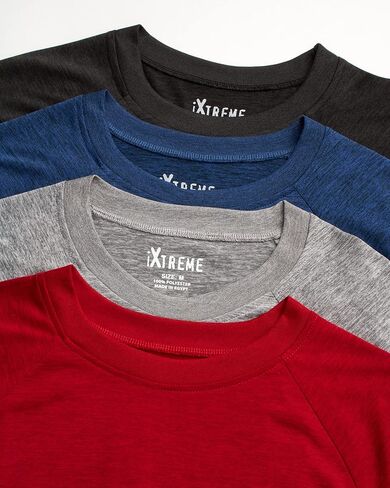 iXtreme Men’s Active T-Shirt - 4 Pack Performance Dry-Fit Short Sleeve Sports Tee - Athletic Workout Shirt for Men (S-2X) in Kuwait