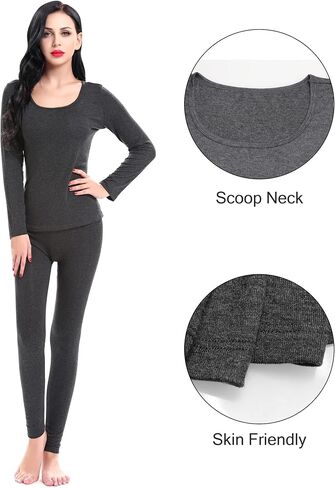 LIQQY Women's Ultra Thin Crew Neck Long-Sleeve Thermal Underwear Shirt Top Undershirt in Kuwait
